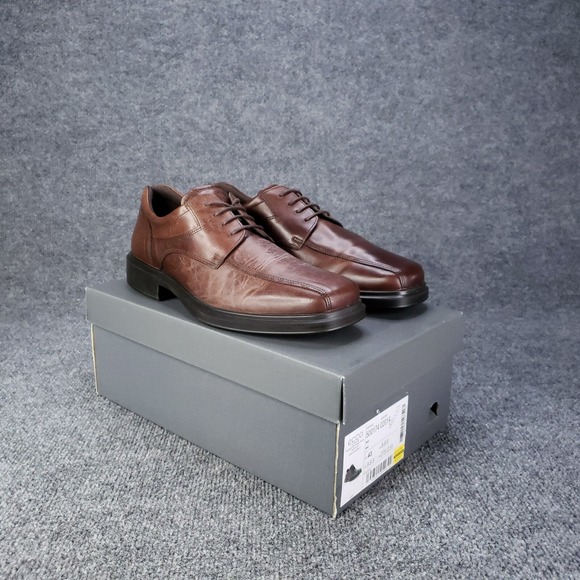 Ecco Helsinki 2 Shoes Mens Sz 9 Brown Leather Oxford Dress Bike Toe Derby *READ* - Picture 16 of 16